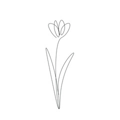 Sticker - Spring flower silhouette line drawing vector illustration