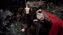 Scandinavian Red Warrior Woman Valkyrie