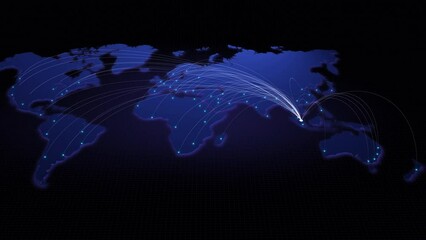 Poster - Global connectivity from Singapore to other major cities around the world. Technology and network connection, trading and traveling concept. World map element of this clip furnished by NASA