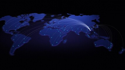 Poster - Global connectivity from Hong Kong to other major cities around the world. Technology and network connection, trading and traveling concept. World map element of this clip furnished by NASA