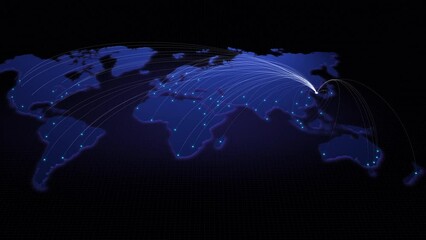 Poster - Global connectivity from Seoul, South Korea to other major cities around the world. Technology and network connection, trading and traveling concept. World map element of this clip furnished by NASA