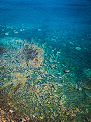 Wall Mural - sea surface with small waves, top view in blue and turquoise color tones