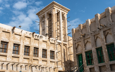 Wall Mural - Tower in Souq Waqif with traditional middle eastern qatari architecture