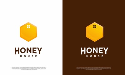 Wall Mural - honey house logo design concept vector
