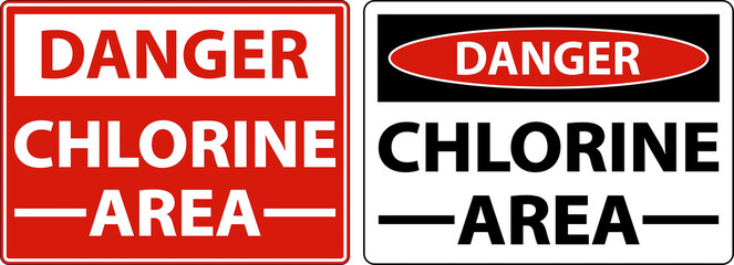 Danger Chlorine Area Sign On White Background