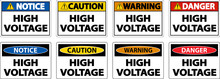 Danger High Voltage Sign On White Background