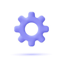 Wall Mural - Cogwheel gear, setting symbol. Repair, optimizing, workflow concept. 3d vector icon. Cartoon minimal style.