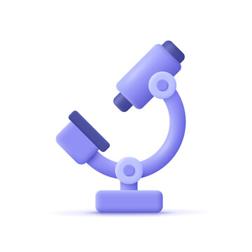 Wall Mural - Microscope. Chemistry, pharmaceuticals, microbiology, science, exploration symbol. 3d vector icon. Cartoon minimal style.
