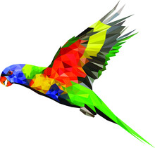 Low Poly Macaw Parrot On White Background 