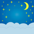 © 09910190 - Sweet background for baby room, calm night with yellow moon and stars