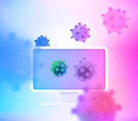 Aufkleber - Computer attacked by cyber viruses. 3d vector concept