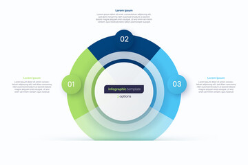 Three option circle infographic design template. Vector illustration