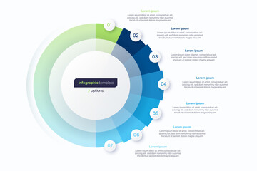Wall Mural - Seven option circle infographic design template. Vector illustration
