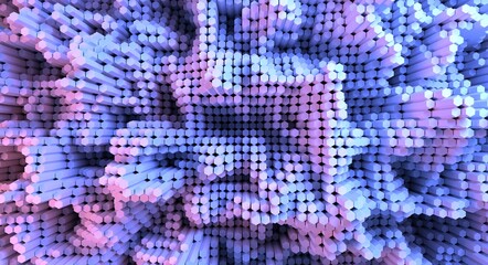 Wall Mural - Sci fi technology background, Futuristic sci-fi hexagons wave glowing with neon lights. 3D rendering illustration