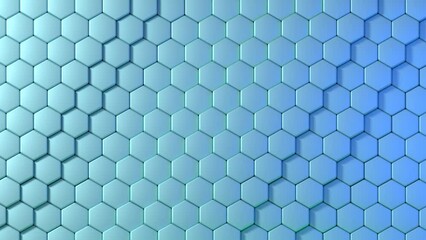 Wall Mural - Sci fi technology background, Futuristic sci-fi hexagons wave glowing. 3D rendering animation