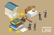 3D Isometric Flat Vector Conceptual Illustration of Corporate Law, Litigation Support, Legal Justice Service
