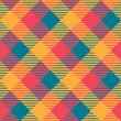 Bright yellow, pink and blue plaid pattern, repeatable and seamless