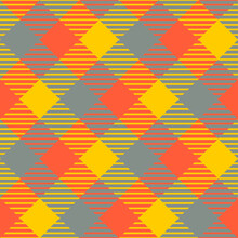 Orange, Gray And Yellow Plaid Pattern, Repeatable And Seamless
