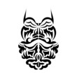 Maori mask. Frightening masks in the local ornament of Polynesia. Isolated. Flat style. Vector.