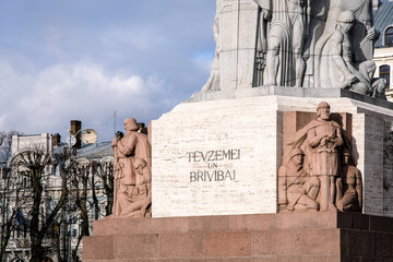 Monument of Freedom in Riga, Latvia. Selective focus