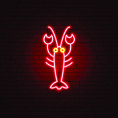 Poster - Lobster Neon Sign. Vector Illustration of Japanese Food Promotion.