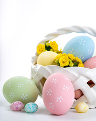 Wall Mural - Colorful easter eggs on a white background