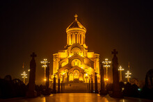 Night View Of Holy Trinity Cathedral Of Tbilisi - Sameba