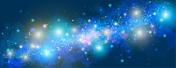 Wall Mural - space background with realistic nebula and lots of shining stars. infinite universe and starry night