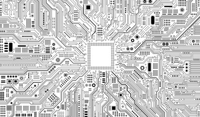 CPU Chip on Motherboard. Central Computer Processors CPU concept. Quantum computer, large data processing, database concept. Futuristic microchip processor. Digital chip.