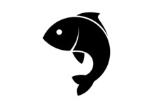 Fish Icon Black Silhouette. Fisheries Logo Symbol