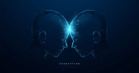 Aufkleber - Human head. People connection. 3D mash line, dot and  polygonal, structure design