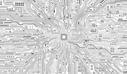 CPU Chip on Motherboard. Central Computer Processors CPU concept. Quantum computer large data processing database concept. Futuristic microchip processor. Digital chip.