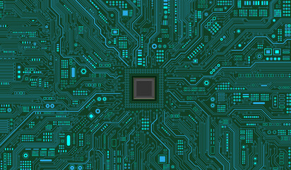 CPU Chip on Motherboard. Central Computer Processors CPU concept. Quantum computer large data processing database concept. Futuristic microchip processor. Digital chip.