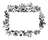 Fototapeta Dziecięca - the frame is rectangular of doodle flowers. painted twigs with leaves and berries around a white empty template, rectangular empty frame the edge of plants from hand-drawn leaves in the style of doodl