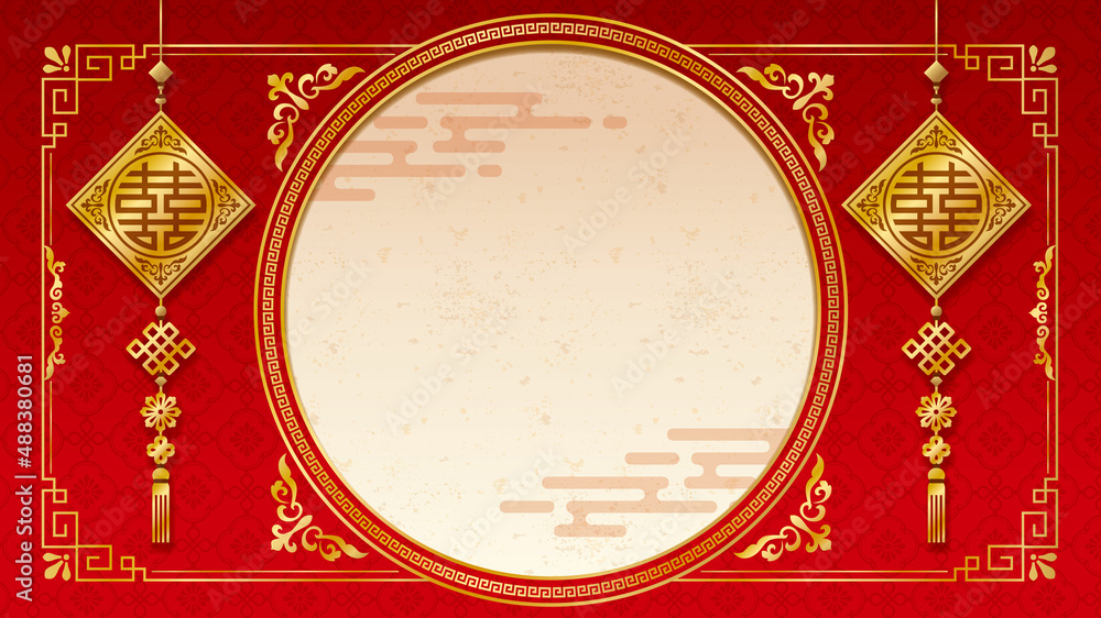 中華フレーム 金の装飾付き中華フレーム 16:9 Stock Vector | Adobe Stock