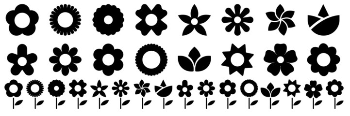Wall Mural - Flowers icon set vector illustration