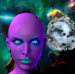 Wall Mural - the face of an alien
