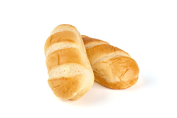 Wall Mural - Tasty bread rolls, sweet buns, close-up, isolated on white background.