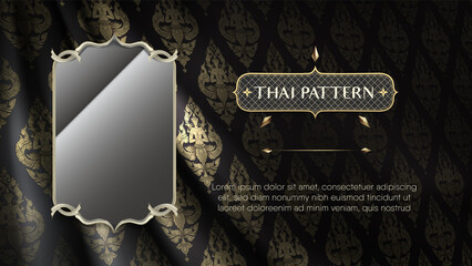 Traditional thai pattern curtain with frame Premium Vector