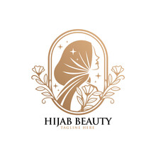 Feminine Beauty Woman Hijab Natural Vintage Logo Template