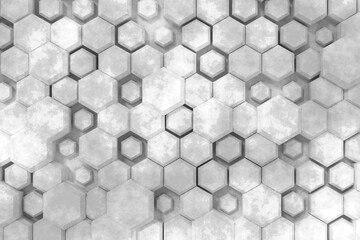 Wall Mural - tile wall design with cement textute. abstract background of hexgon. 3d rendering.