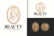 Feminine woman beauty gold logo design
