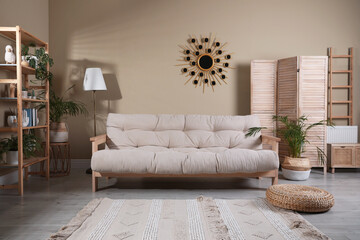 Wall Mural - Stylish living room interior with comfortable sofa