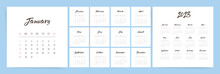 Square Simple 12 Months Business Calendar For 2023 Year. Square 2023 Calendar Template Design For Wall Or Table Use. Weeks Starts Sunday. English Language.