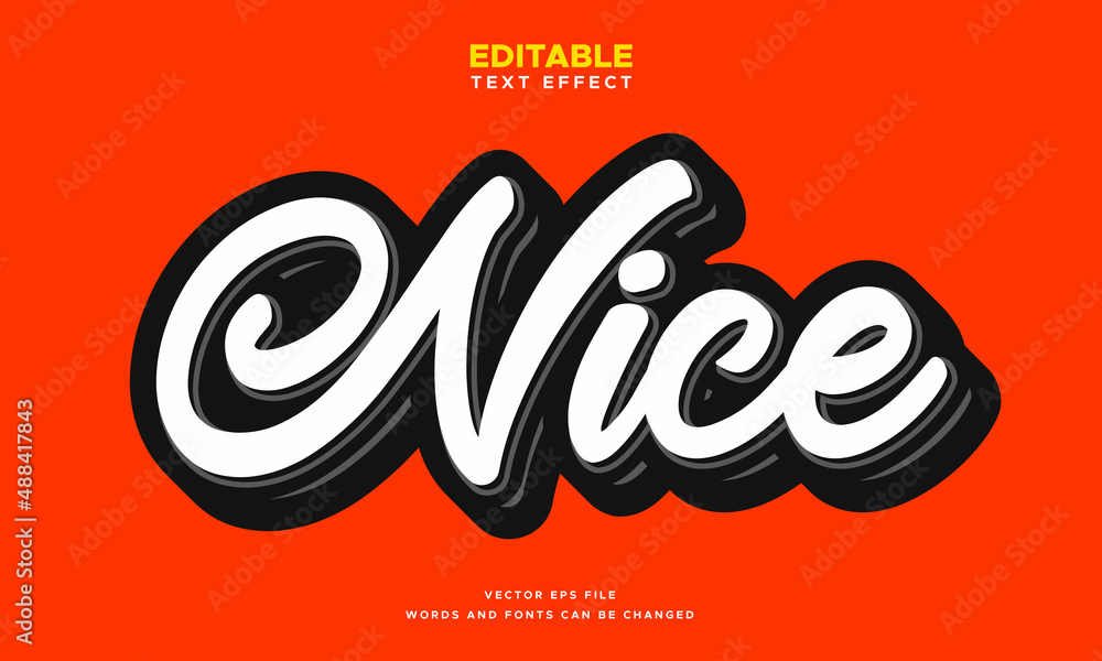 Nice 3d script text effect. Editable fancy font style template perfect ...