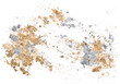 Gold and silver dutch metal samples on white background