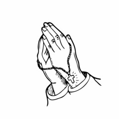 Praying Hands Doodle, a hand drawn vector doodle illustration of praying hands.