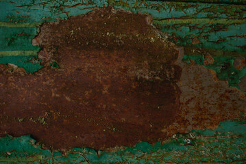 Wall Mural - Old grunge rusty background. Old shabby green paint. Dark concept.