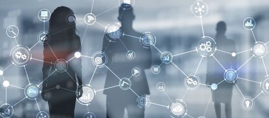 Wall Mural - Workflow organisation structure on virtual screen. Business structure
