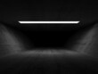 Empty dark concrete tunnel perspective with ceiling light, 3d